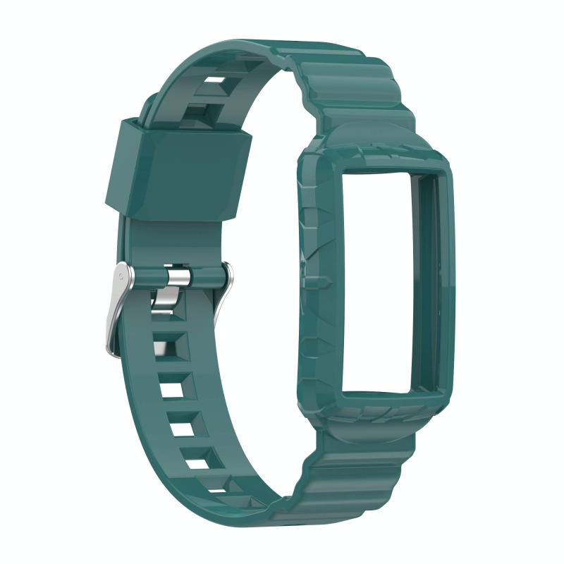 Voor Fitbit Charge 4 SE Silicone One Body Armor Watch Strap (Green Pine Needles)