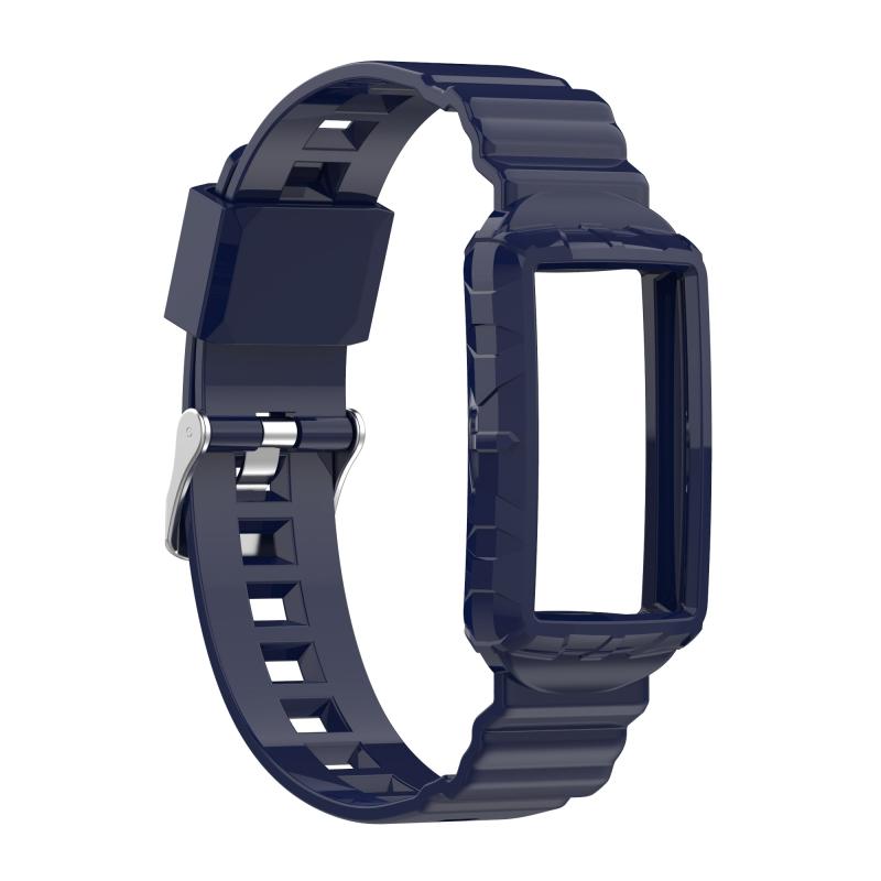 Voor Fitbit Charge 3 S Silicone One Body Armor Watch Strap (Navy Blue)