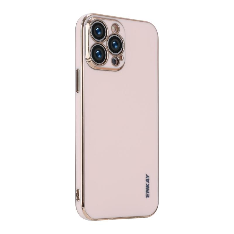 ENKAY vergulde Gold Edge TPU Case voor iPhone 13 Pro (Roze)