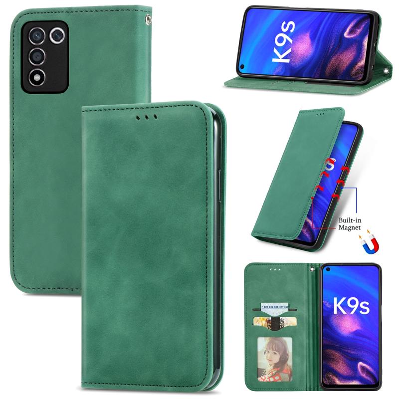 Voor Oppo K9S Retro Skin Feel Magnetic Horizontal Flip lederen telefoonhoesje