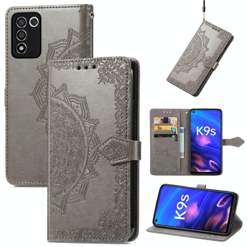 Voor Oppo K9S Mandala Bloem reliëf horizontale flip lederen telefoonhoes