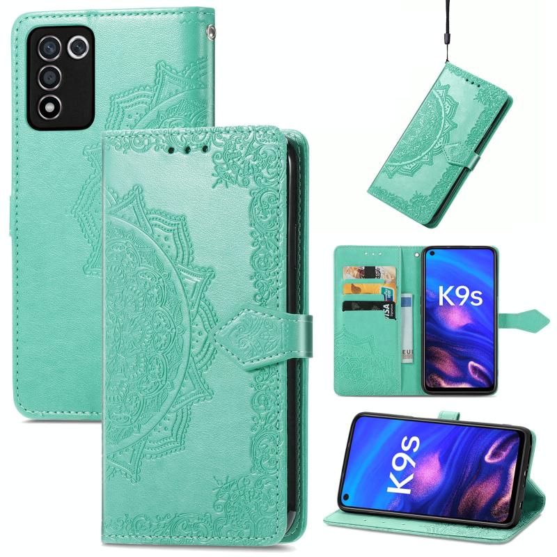 Voor Oppo K9S Mandala Bloem reliëf horizontale flip lederen telefoonhoes