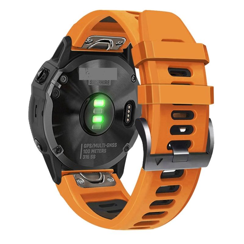 Voor Garmin Fenix 6x 26mm Silicone Sports Two-Color Watch Band (Orange+Black)