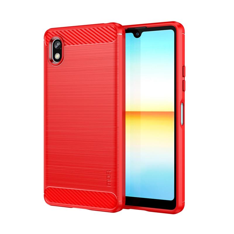 Voor Sony Xperia Ace 3 MOFI Gentleness Brushed Carbon Fiber Soft TPU Case (Rood)