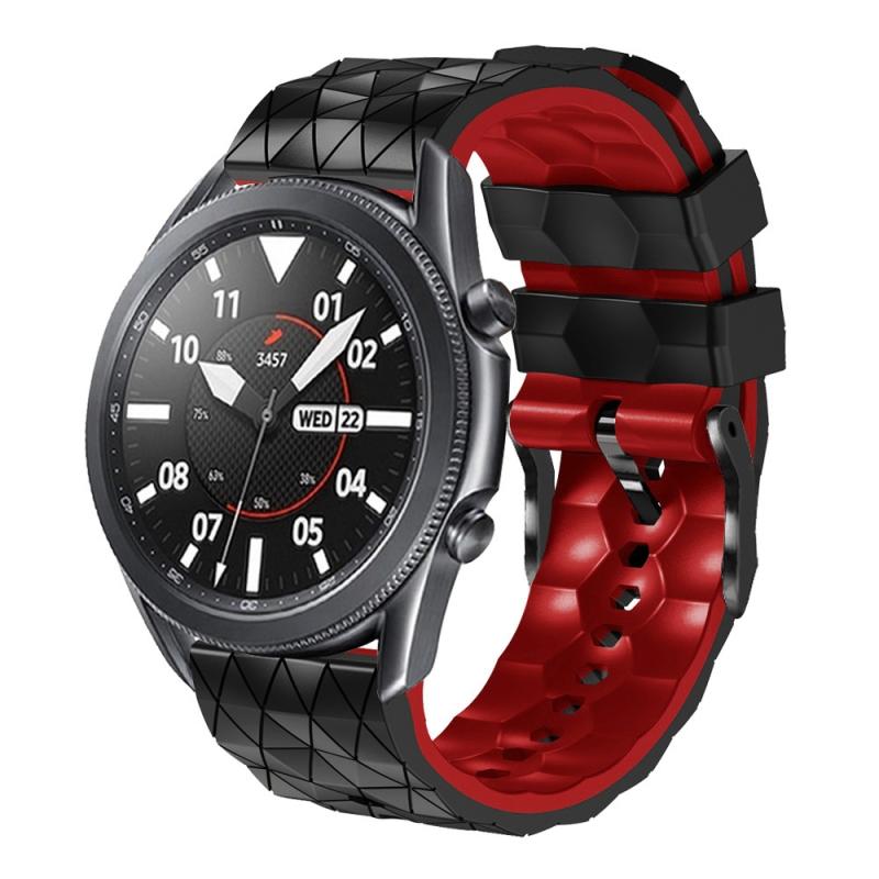 For Honor Watch GS Pro 22mm Football Pattern Two-Color Silicone Strap(Black+Red)