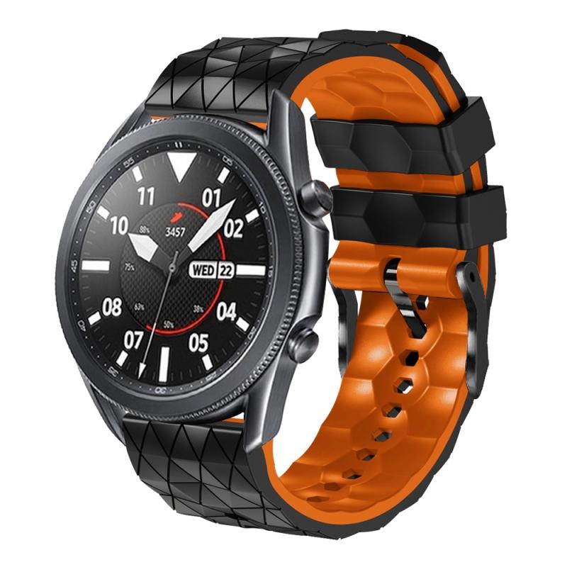 For Honor Watch Dream 22mm Football Pattern Two-Color Silicone Strap(Black+Orange)