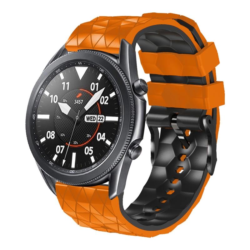 For Amazfit GTR 3 22mm Football Pattern Two-Color Silicone Strap(Orange+Black)