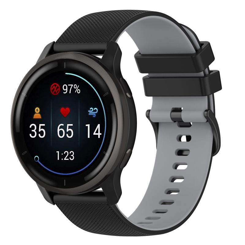 Voor Samsung Galaxy Watch4 Classic 46 mm 20 mm geruite tweekleurige siliconen horlogeband (zwart + grijs)