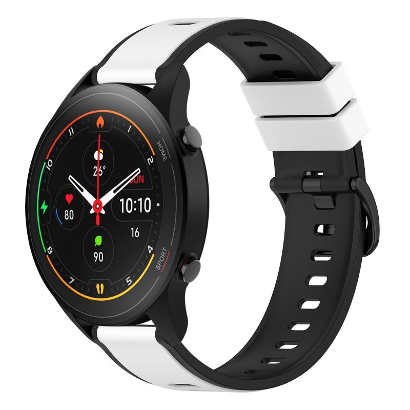 Voor Xiaomi MI Watch S1 Pro 22 mm tweekleurige siliconen horlogeband (wit + zwart)