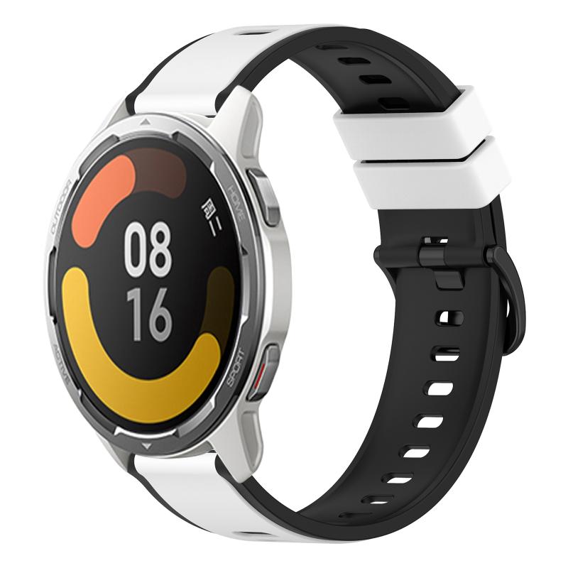 Voor Xiaomi MI Watch Color 2 22 mm tweekleurige siliconen horlogeband (wit + zwart)