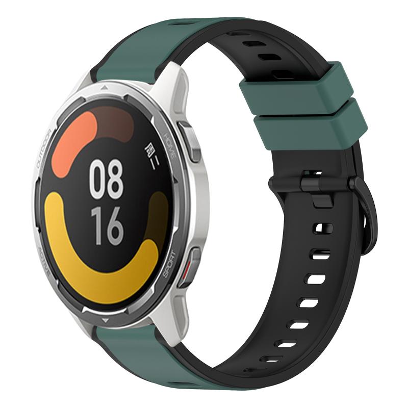 Voor Xiaomi MI Watch Color 2 22 mm tweekleurige siliconen horlogeband (olijfgroen + zwart)