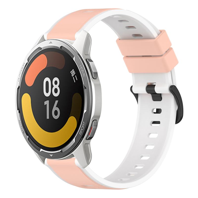 Voor Xiaomi MI Watch Color 2 22 mm tweekleurige siliconen horlogeband (roze + wit)