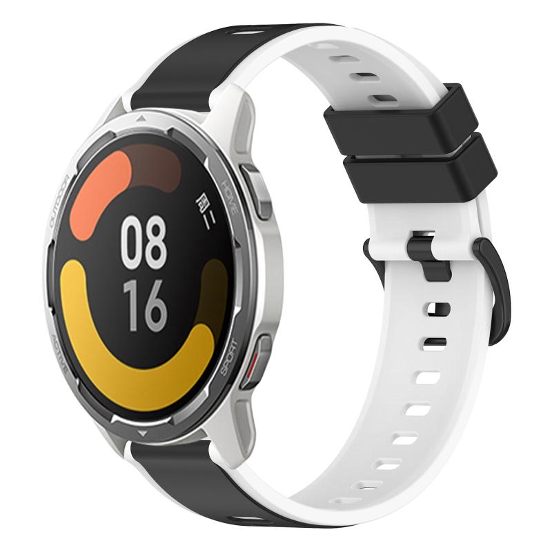 Voor Xiaomi MI Watch Color 2 22 mm tweekleurige siliconen horlogeband (zwart + wit)