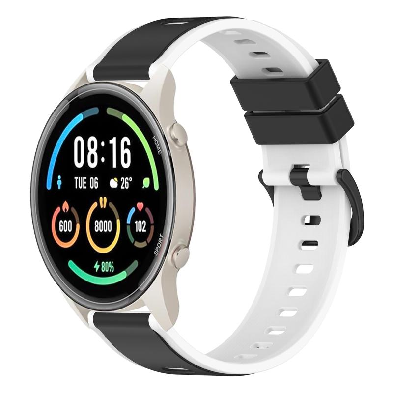 Voor Xiaomi MI Watch Sport 22 mm tweekleurige siliconen horlogeband (zwart + wit)