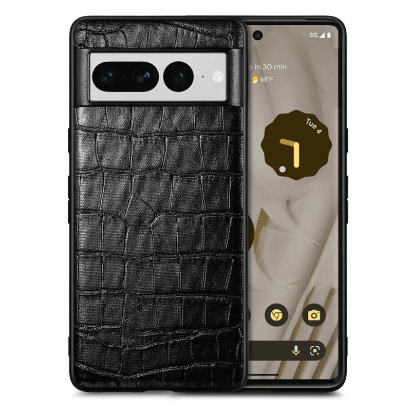 Voor Google Pixel 7 Pro Crocodile Grain Leather Back Cover Phone Case