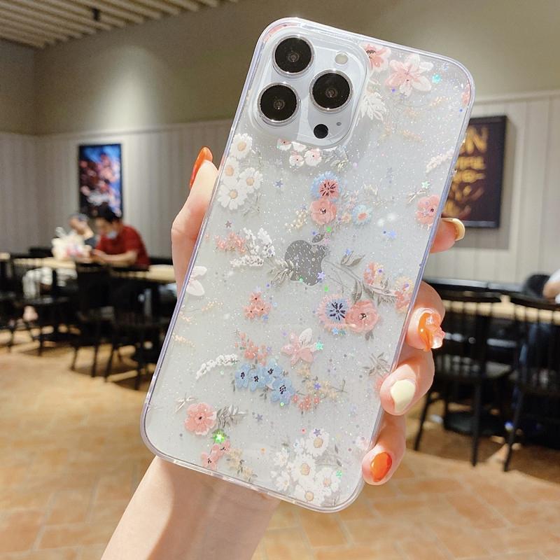 For iPhone 14 Pro Fresh Small Floral Epoxy TPU Phone Case(D01)