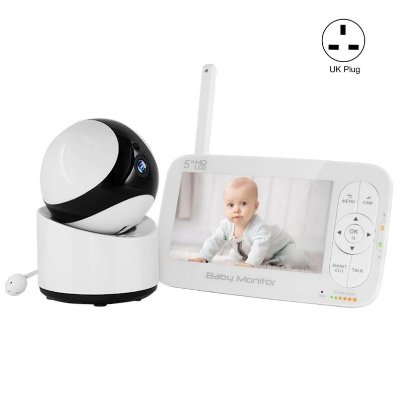 DY55A Ingebouwde slaapliedjes Video Babyfoon 5 inch scherm Digitale draadloze babyfooncamera (UK-stekker)