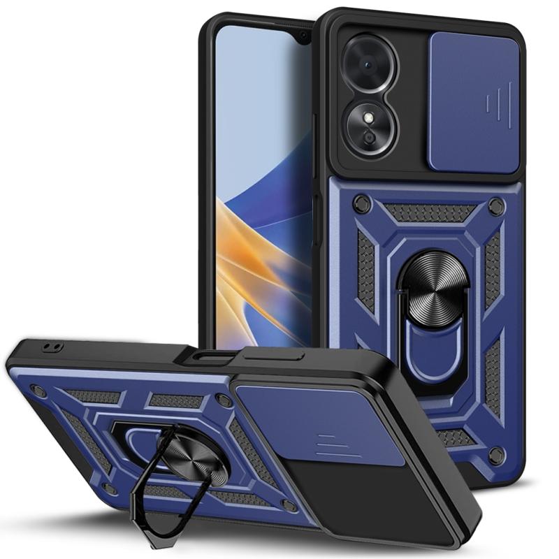 Voor OPPO A17 Sliding Camera Cover Design Phone Case(Blauw)