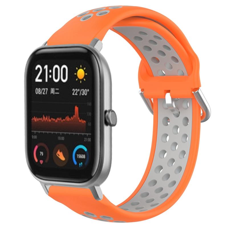 Voor Amazfit GTS 20 mm geperforeerde ademende sport siliconen horlogeband (oranje + grijs)