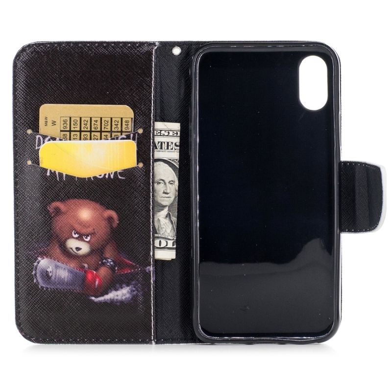 Gekleurde tekening patroon horizontale Flip lederen case voor Huawei Glory7X met houder & kaartsleuven & portemonnee (Bear)
