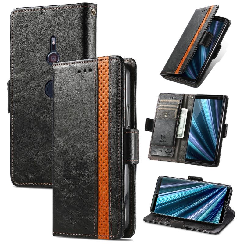Voor Sony Xperia XZ3 CaseNeo Splicing Dual Magnetic Buckle Leather Phone Case(Black)