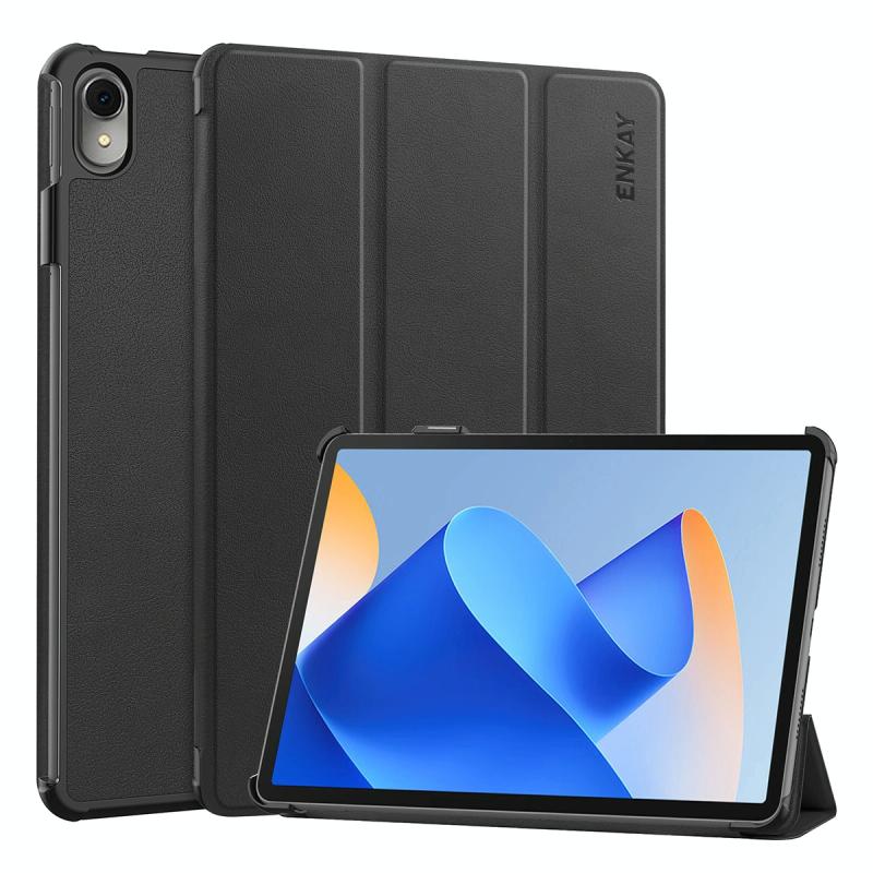 Voor Huawei MatePad 11 2023 ENKAY Tri-fold Custer Texture Leather Stand Smart Case