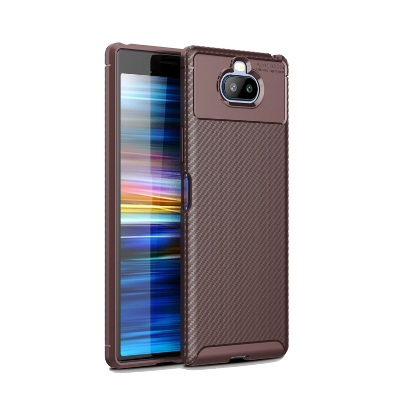 Kever serie Carbon Fiber textuur schokbestendige TPU geval voor Sony Xperia 20 (bruin)