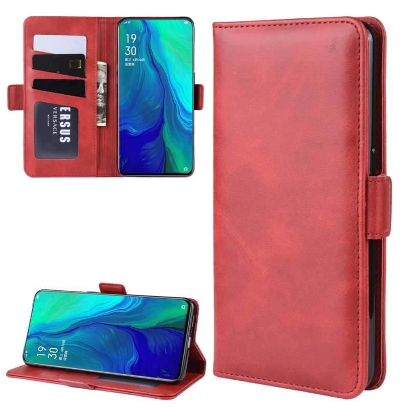 Dual-Side magnetische gesp horizontale Flip lederen case voor OPPO Reno 10x zoom met houder & card slots & portemonnee & fotolijst (rood)