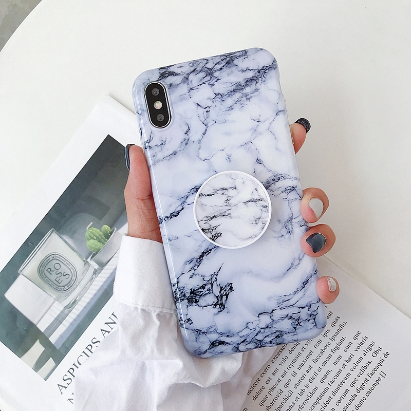 Glanzend marmer vouwen beugel anti-drop TPU Case voor iPhone X/XS (Z3)