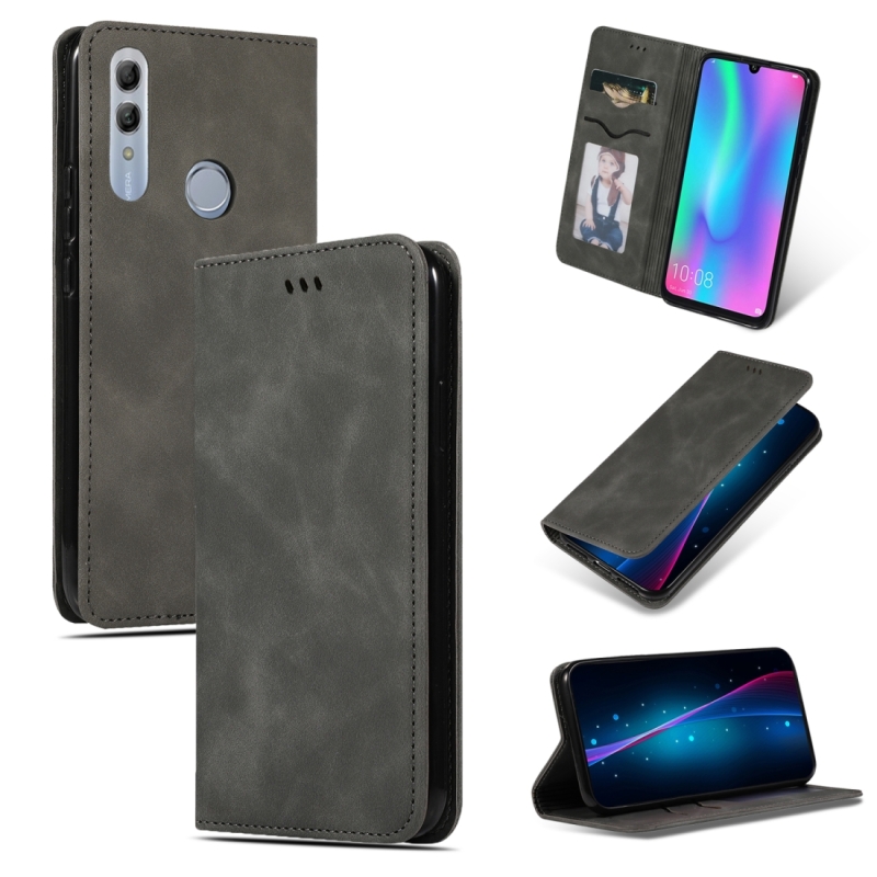 Retro huid voelen Business magnetische horizontale Flip lederen case voor Huawei Honor 10 Lite/Honor 20 Lite/Honor 10i/Honor 20i (donkergrijs)