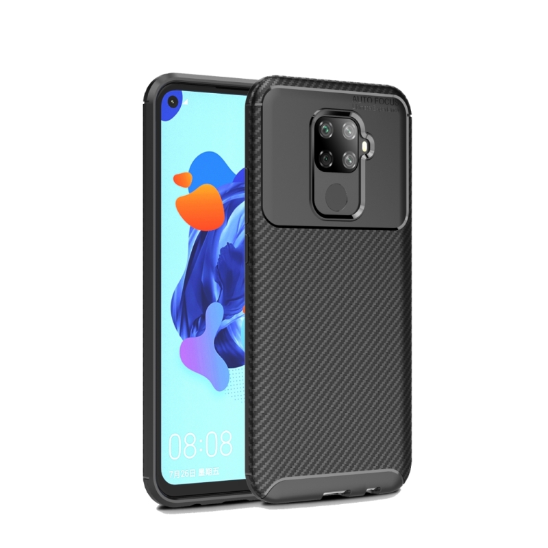 Koolstofvezel textuur schokbestendig TPU Case voor Huawei Nova 5i Pro (zwart)