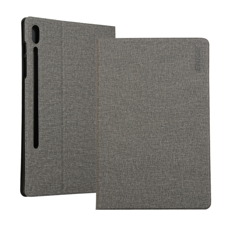 ENKAY denim patroon horizontale Flip lederen draagtas met houder voor Galaxy tab S6 10 5 T860/T865 (grijs)
