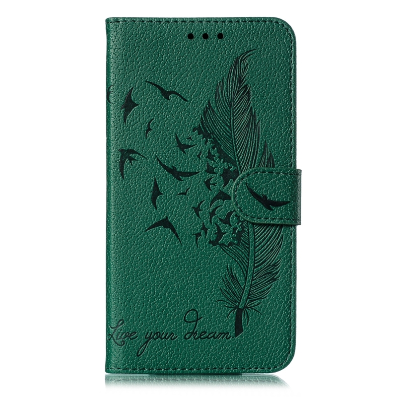 Feather patroon Litchi textuur horizontale Flip lederen draagtas met portemonnee & houder & kaartsleuven voor Huawei mate 30 Pro (groen)