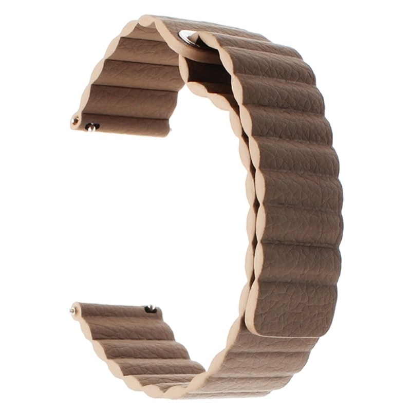 Geschikt voor Samsung Gear S2/Active2 Smart horlogebandje universele 20mm magnetische gesp lederen vervangende polsband (donker bruin)