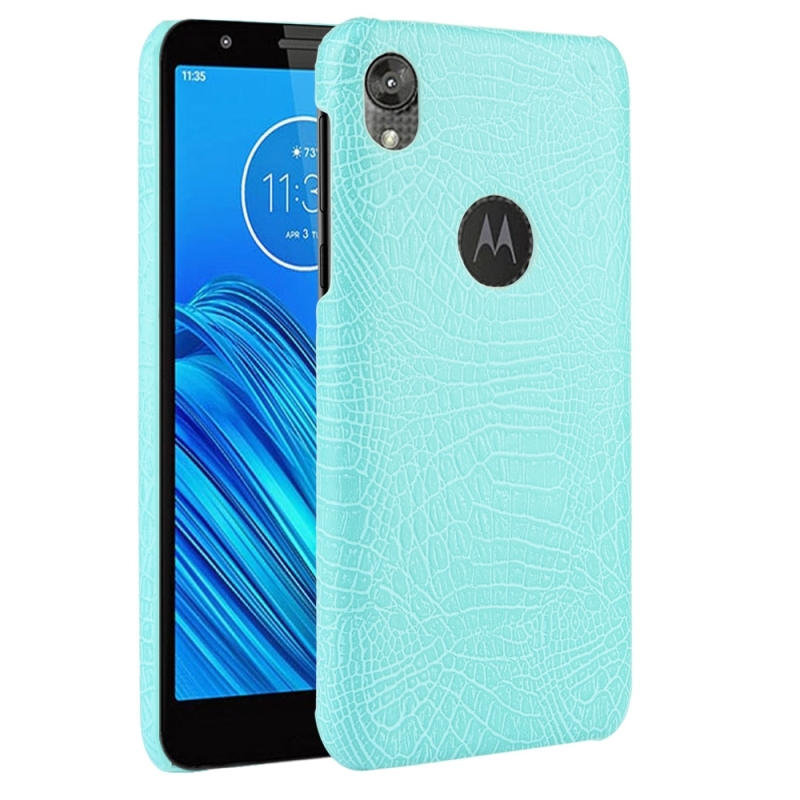 Voor Motorola Moto E6 schokbestendige krokodil textuur PC + PU case (licht groen)