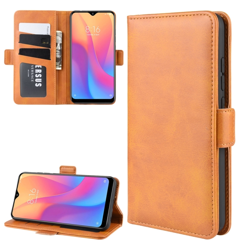 Voor Xiaomi Redmi 8A dubbele Buckle Crazy Horse zakelijke mobiele telefoon holster met kaart portemonnee beugel functie (geel)