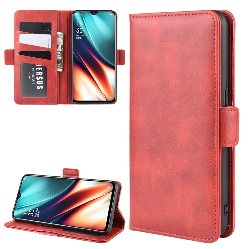 Voor OPPO K5/OPPO Realme XT/OPPO Realme x2 dubbele gesp Crazy Horse zakelijke mobiele telefoon holster met kaart portemonnee beugel functie (rood)