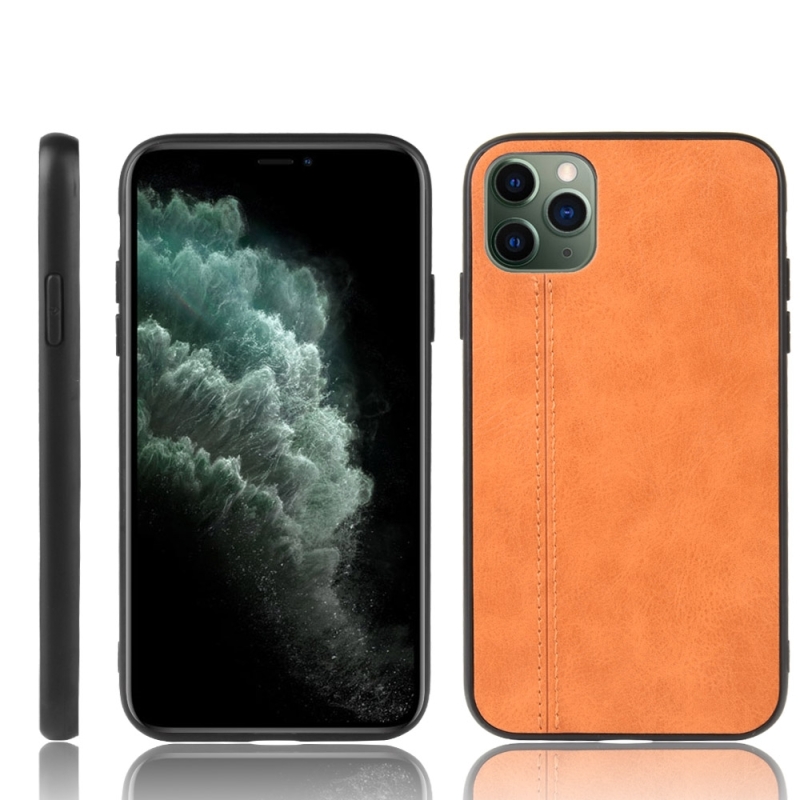 Voor iPhone 11 Pro Max Shockproof Naaikoe Patroon Skin PC + PU + TPU Case(Orange)
