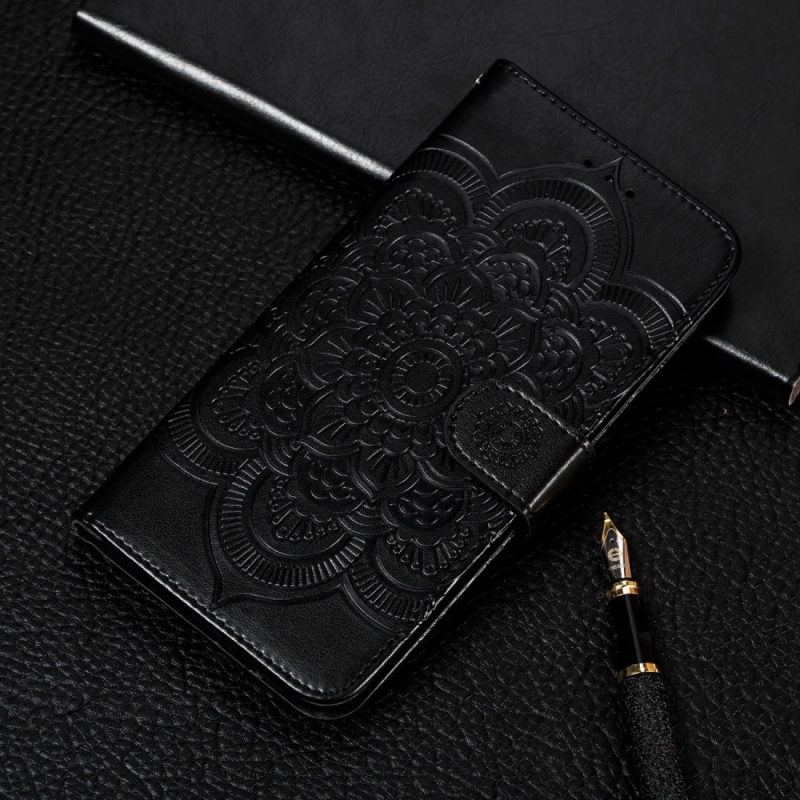 Voor Galaxy A70s Mandala reliëf patroon horizontale Flip lederen draagtas met houder & kaartsleuven & portemonnee & foto frame & Lanyard (zwart)