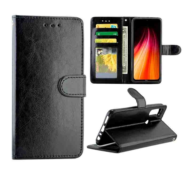 Voor Xiaomi Redmi Note 8T Crazy Horse Texture Leather Horizontal Flip Protective Case met Holder & Card Slots & Wallet & Photo Frame(Black)