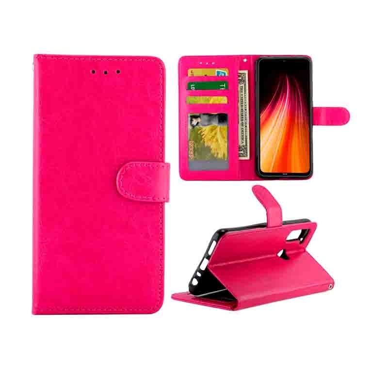 Voor Xiaomi Redmi Note 8T Crazy Horse Texture Leather Horizontal Flip Protective Case with Holder & Card Slots & Wallet & Photo Frame(Magenta)