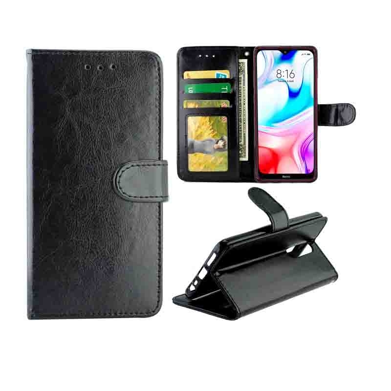 Voor Xiaomi Redmi 8/Redmi 8A Crazy Horse Texture Leather Horizontal Flip Protective Case with Holder & Card Slots & Wallet & Photo Frame(Black)