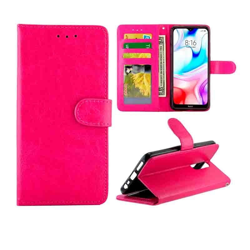 Voor Xiaomi Redmi 8/Redmi 8A Crazy Horse Texture Leather Horizontal Flip Protective Case with Holder & Card Slots & Wallet & Photo Frame(Magenta)