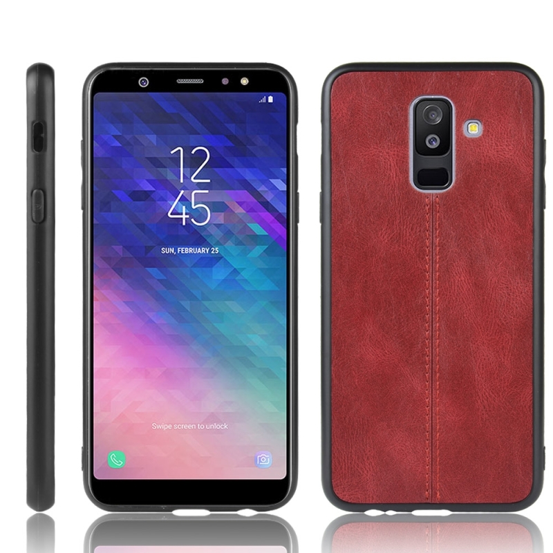 Voor Galaxy A6 plus schokbestendige naaien koe patroon huid PC + PU + TPU case (rood)