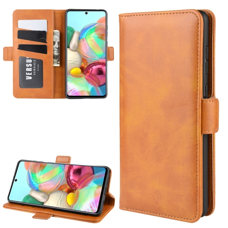 Voor Galaxy A81 / M60S / Note 10 Lite Dual-side Magnetic Buckle Horizontal Flip Leather Case with Holder & Card Slots & Wallet(Yellow)