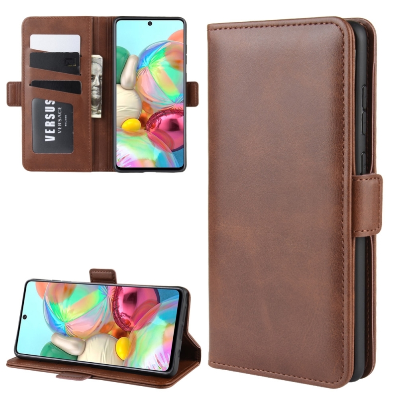 For Galaxy A81 / M60S / Note 10 Lite Dual-side Magnetic Buckle Horizontal Flip Leather Case with Holder & Card Slots & Wallet(Brown)