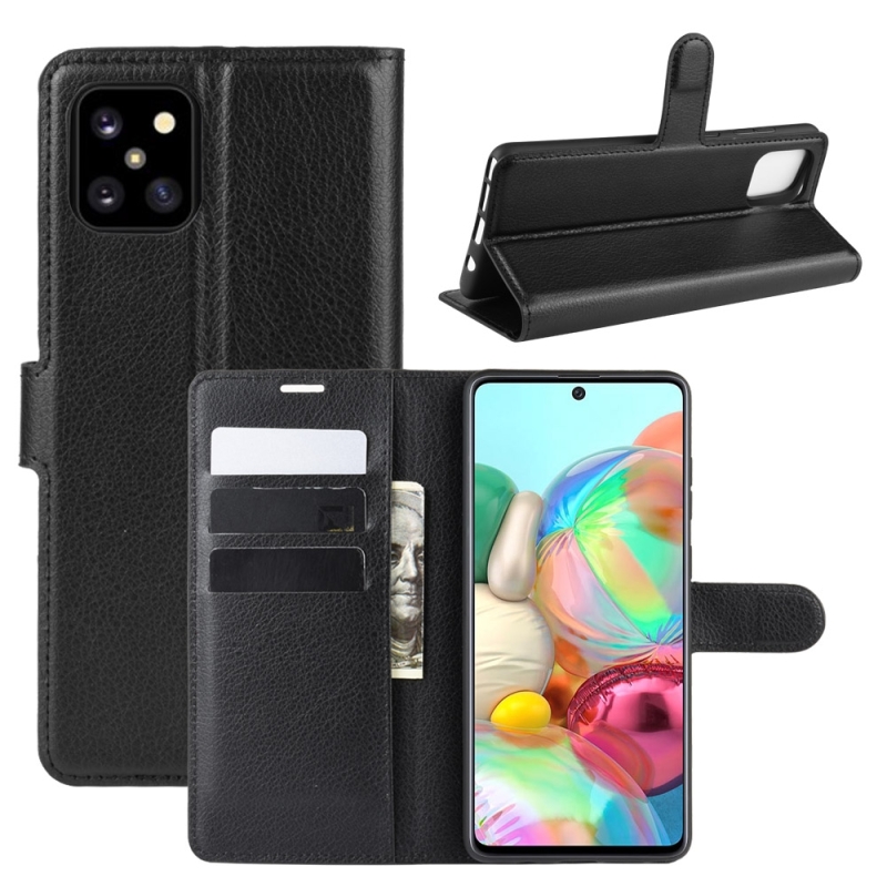 Voor Galaxy A81 / M60S / Note 10 Lite Litchi Texture Horizontal Flip Protective Case with Holder & Card Slots & Wallet(Black)