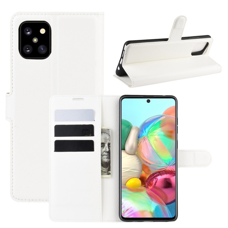Voor Galaxy A81 / M60S / Note 10 Lite Litchi Texture Horizontal Flip Protective Case with Holder & Card Slots & Wallet(White)