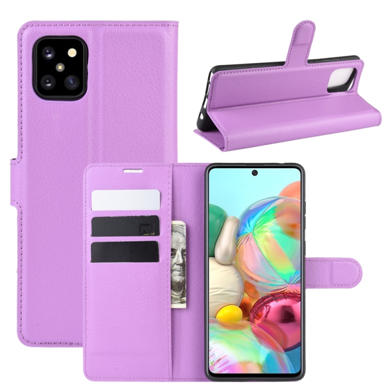 Voor Galaxy A81 / M60S / Note 10 Lite Litchi Texture Horizontal Flip Protective Case with Holder & Card Slots & Wallet(Purple)