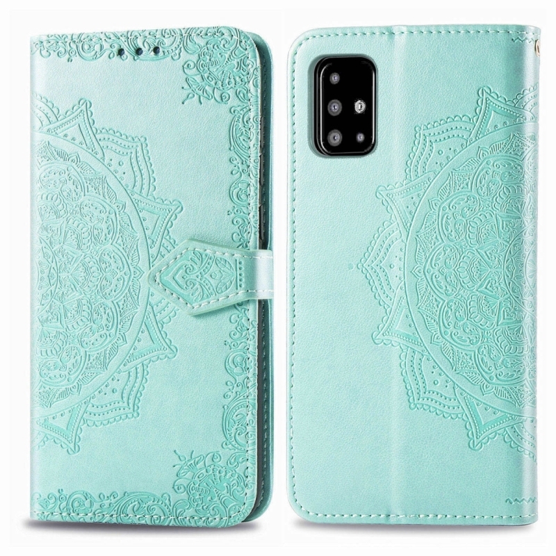 Voor Galaxy A71 halverwege Mandala reliëf patroon horizontale Flip leergeval met houder & kaartsleuven & portemonnee & foto frame & Lanyard (groen)